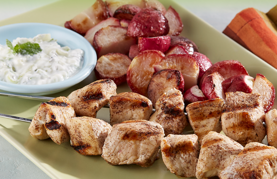 Grilled Chicken Kabobs with Cucumber