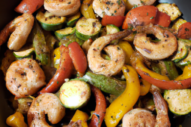 Cajun Shrimp & Sausage with Bell Peppers, Asparagus, Zucchini & Squash