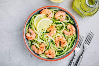 Spiralized Zoodles with Shrimp