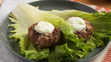 Broiled Greek Burger and Lettuce Wraps