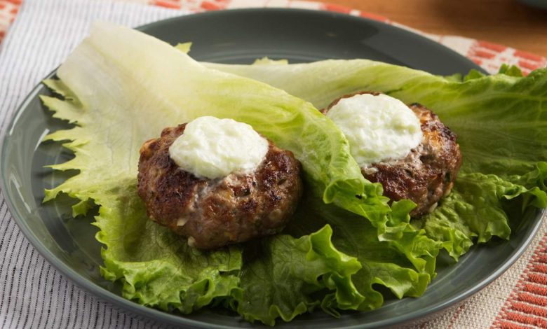 Broiled Greek Burger and Lettuce Wraps