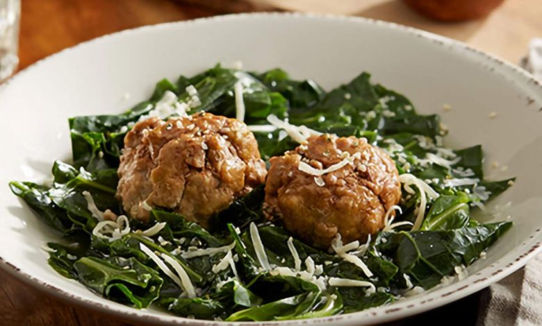 Parmesan-Meatballs-&-Collard-Greens