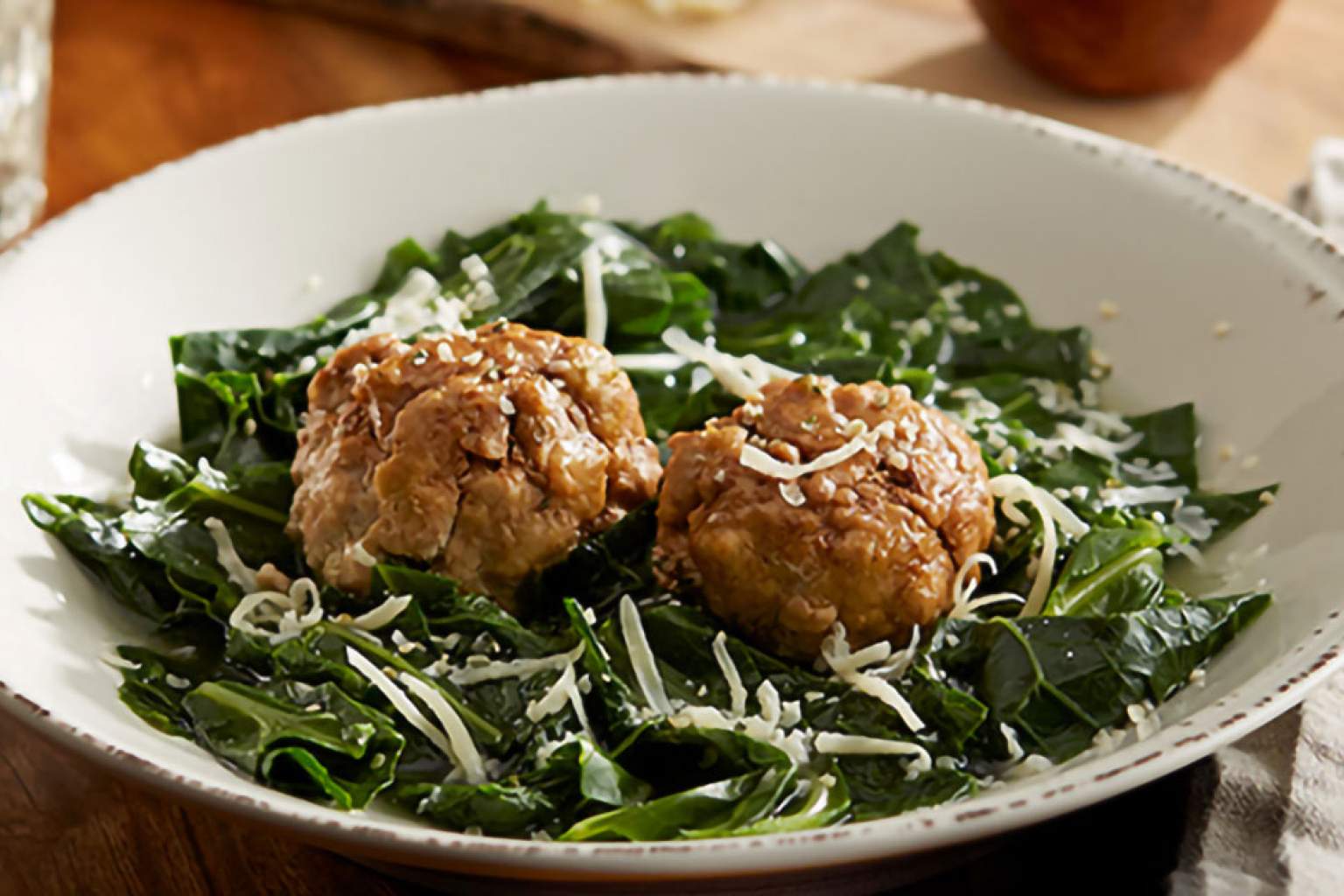 Parmesan-Meatballs-&-Collard-Greens