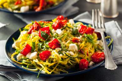 Pesto Zucchini Noodles with Grille Chicken