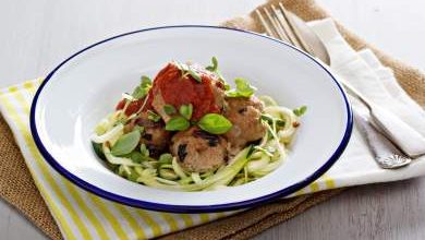 Vegetarian Meatballs and Zucchini Noodles