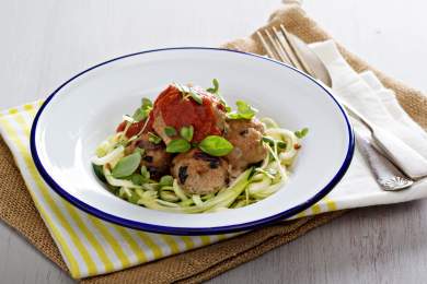 Vegetarian Meatballs and Zucchini Noodles