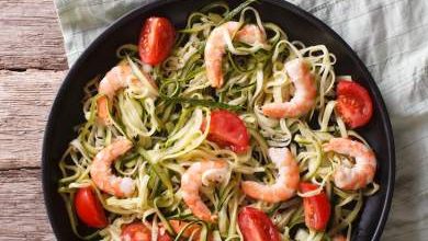 Zoodles & Grilled Shrimp wLemon Basil Dressing