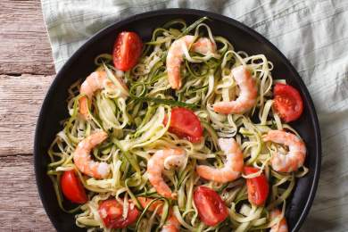 Zoodles & Grilled Shrimp wLemon Basil Dressing