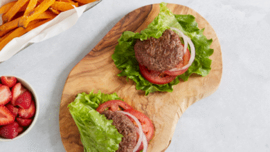 Lettuce Burger & Sweet Potato Fries