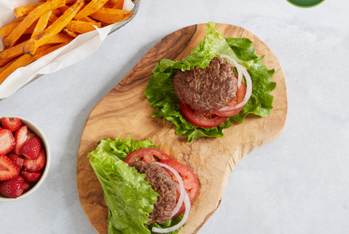 Lettuce Burger & Sweet Potato Fries